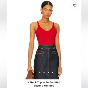 Susana Monaco V Neck Top in Perfect Red
